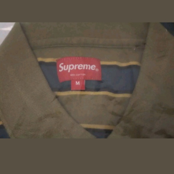 SUPREME Men's Striped Long Sleeve Polo Size M - Picture 3 of 6